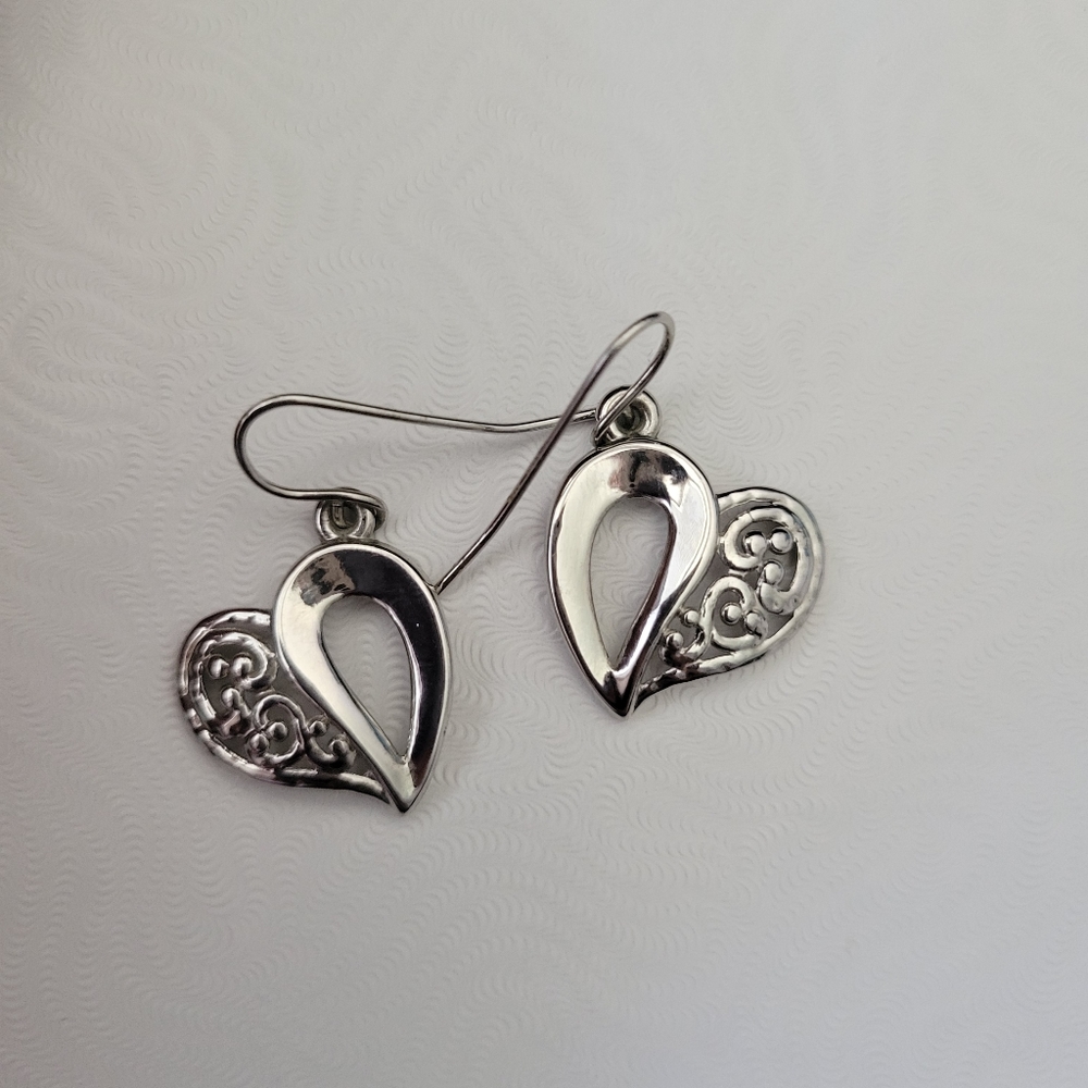 Silver toned heart earrings